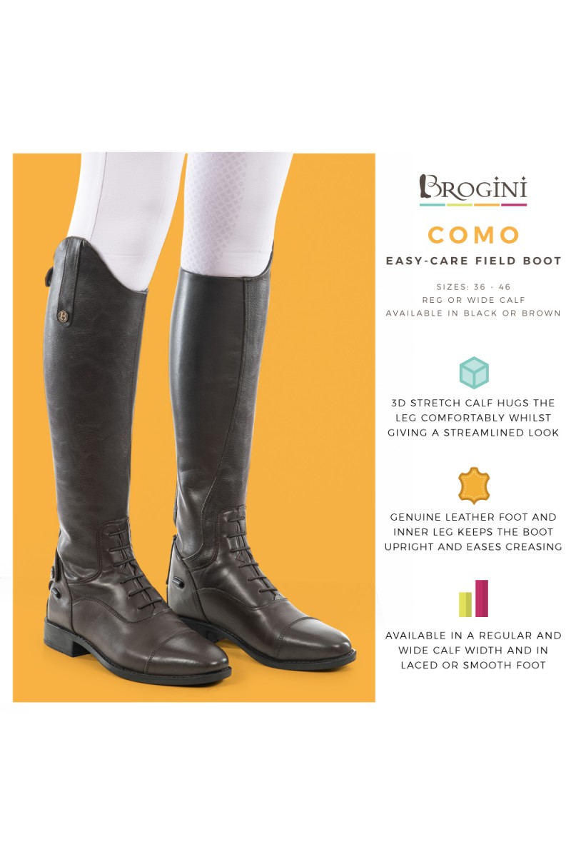 Stivali Da Equitazione Lunghi Brogini Como Piccino Patent Wide Kids - Nero Verniciato, Taglia 36 1/3, Pelle Sintetica E Vera