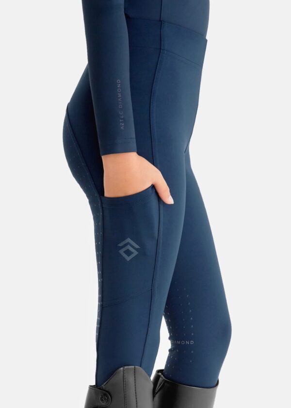 Aztec Diamond Young Rider Navy Full Seat Leggings
