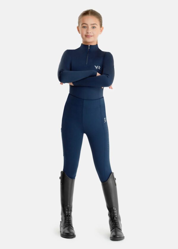 Aztec Diamond Young Rider Navy Full Seat Leggings - Image 3