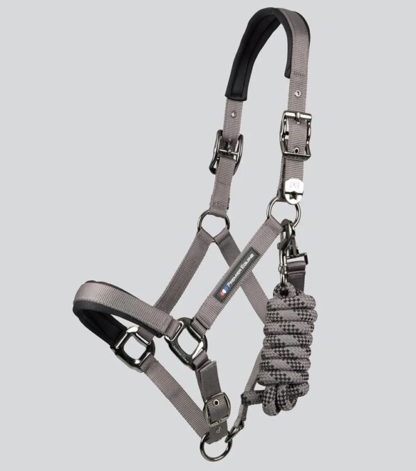 Premier Equine Corda Padded Head Collar with Lead Rope Grey