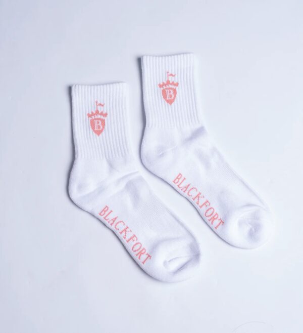 Blackfort Equestrian Pink & White Sport Crew Socks
