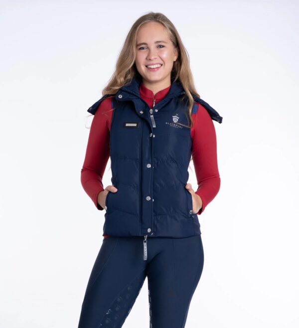Blackfort Equestrian Navy & Silver Puffer Hooded Gilet