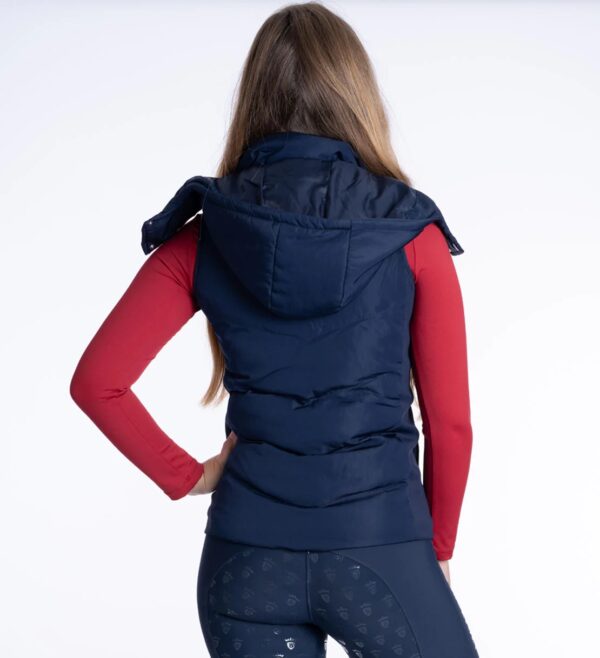 Blackfort Equestrian Navy & Silver Puffer Hooded Gilet - Image 2