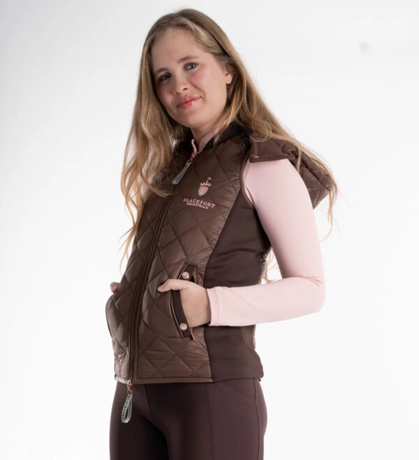 Blackfort Chocolate Quilted Hooded Gilet - Image 3