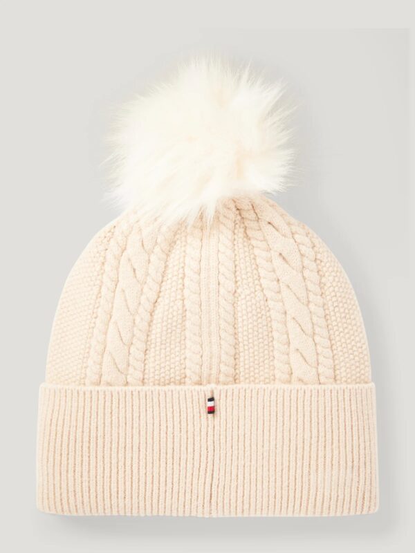 Tommy Hilfiger Perry Pompom Beanie Taupe - Image 3