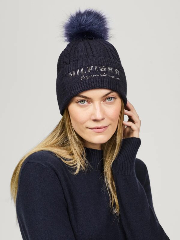 Tommy Hilfiger Perry Pompom Beanie Desert Sky