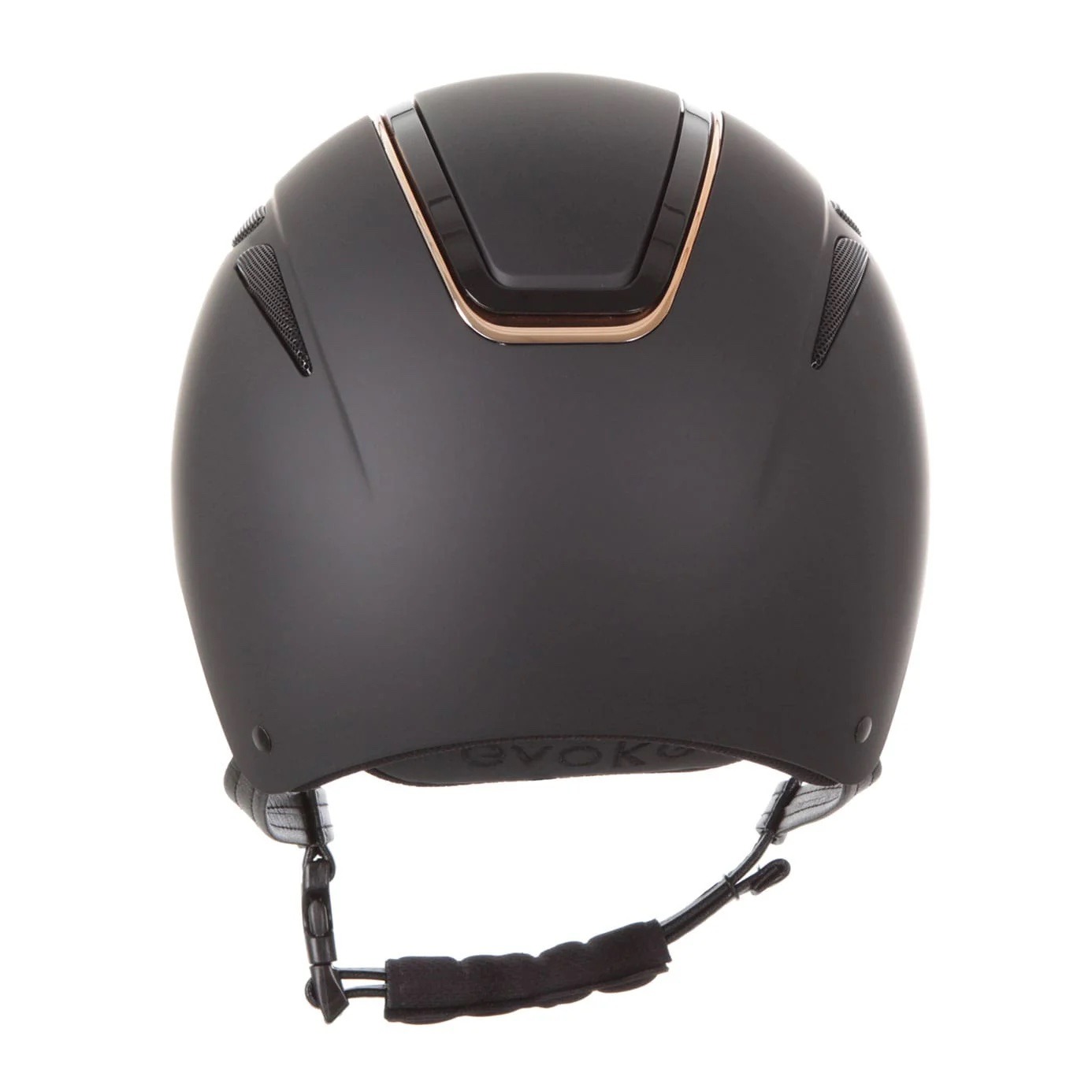 Evoke Callisto Classic Peak Riding Hat - Black/Rose Gold - Image 2