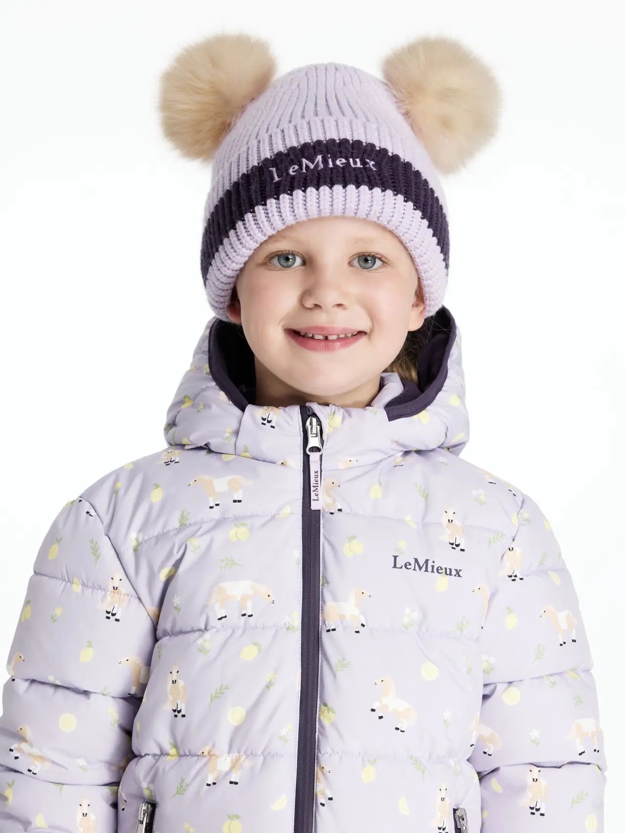 LeMieux Mini Double Pom Beanie Lilac - Image 2