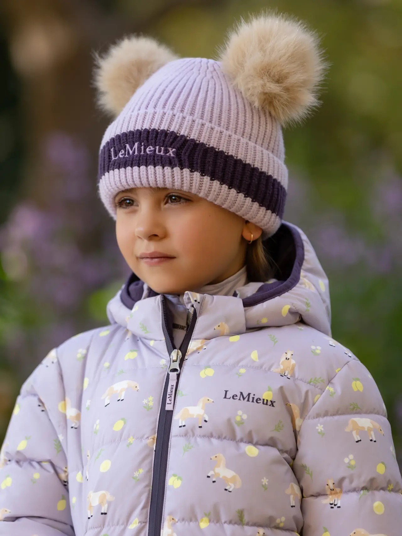 LeMieux Mini Double Pom Beanie Lilac