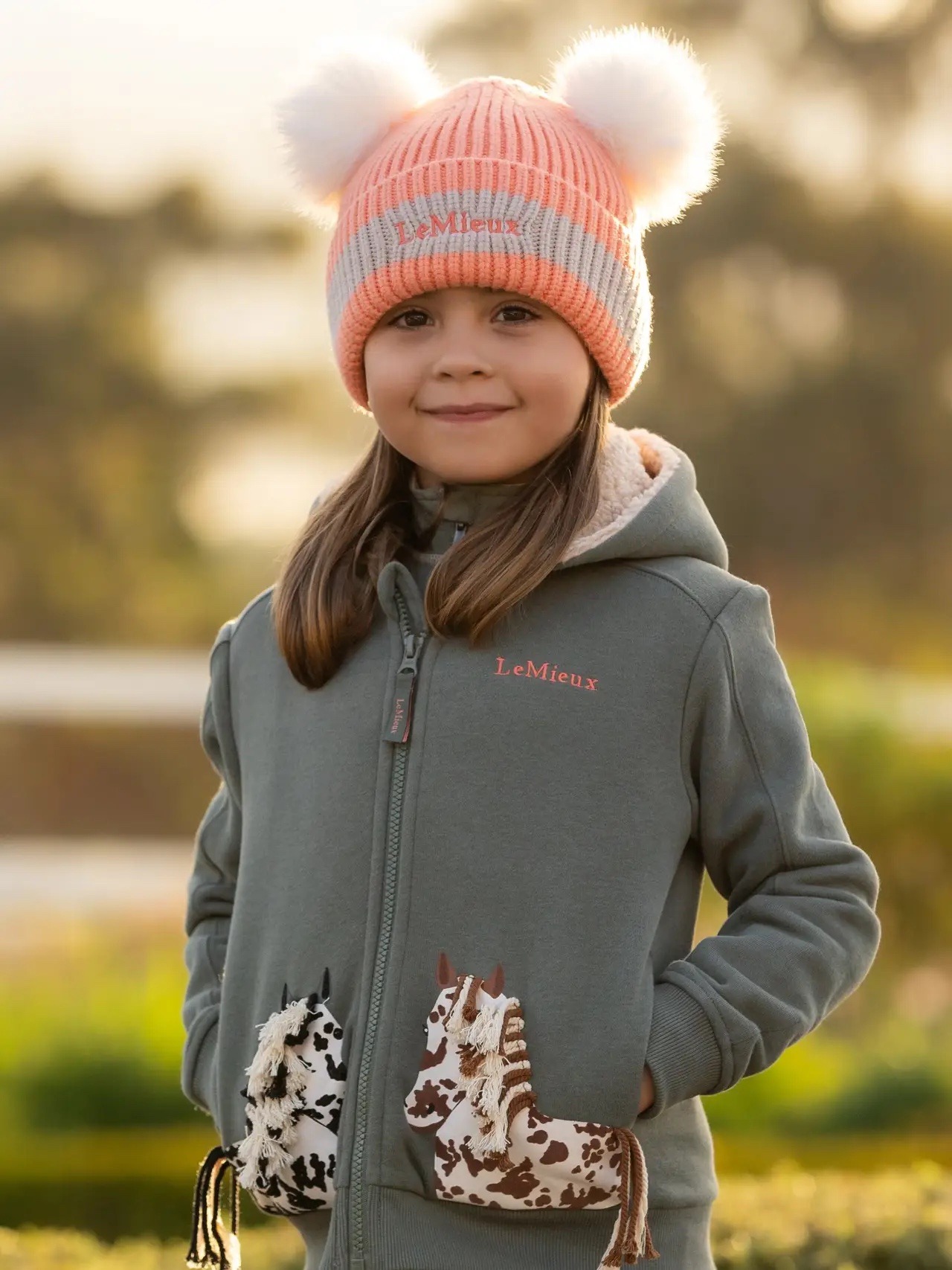 Lemieux Mini Double Pom Beanie Peach Punch