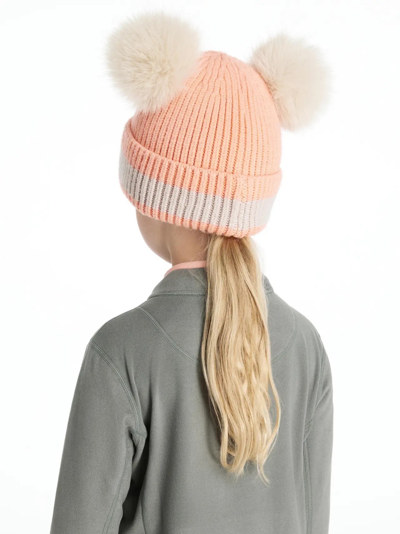 Lemieux Mini Double Pom Beanie Peach Punch - Image 3