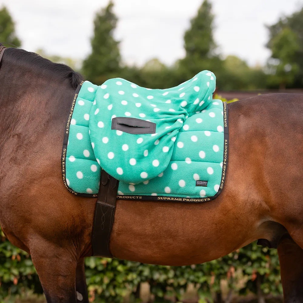 Supreme Products Ride on Dotty Fleece Saddle Cover Gorgeous Green