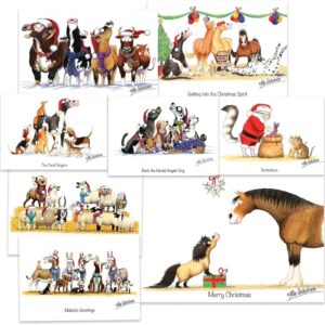 Horse, Hound and Farm Animal Christmas Cards Multipack of 8 by Alex Underdown