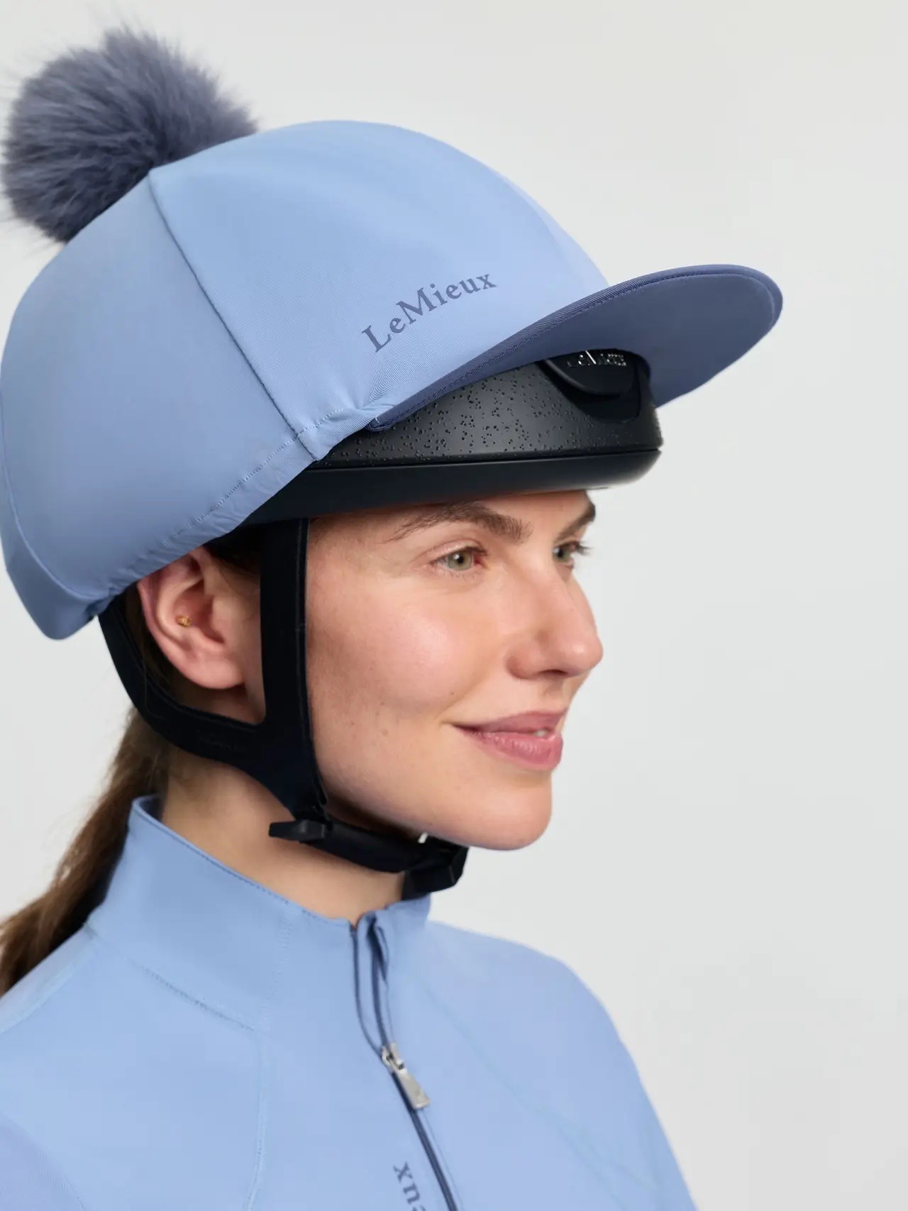 LeMieux Classique Pom Hat Silk Powder Blue - Image 4