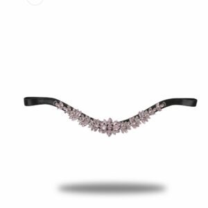 Bloomfields Browband - Pink Crystal V Shape Black Leather