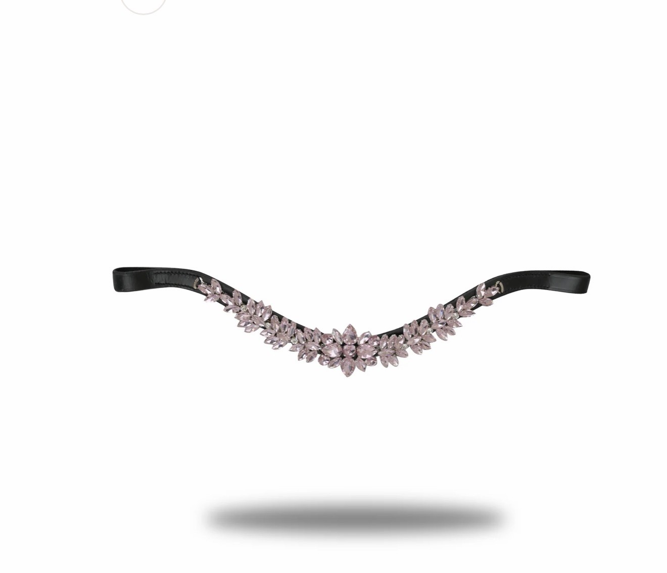 Bloomfields Browband - Pink Crystal V Shape Black Leather