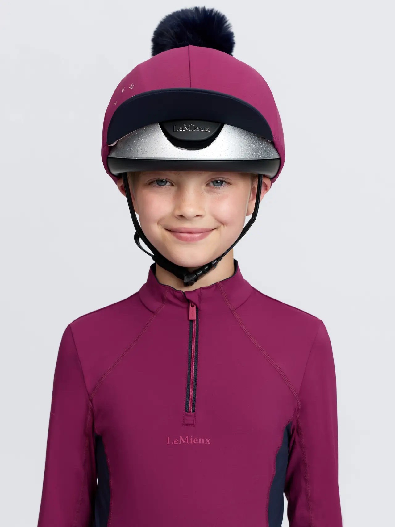 LeMieux Classique Pom Hat Silk Blackberry - Image 2